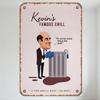 Vintage Kevin’s FAMOUS CHILL Metal Tin Sign with Cartoon Illustration Rustic Aged Decor for Bar Club Man Cave Home Art