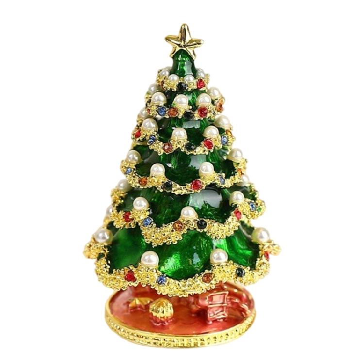 Elegante Grüne Ornament-Aufbewahrungsbox Einzigartige Weihnachtsbaum-Ringe-Box Praktischer Schmuckzubehör-Aufbewahrungsbehälter