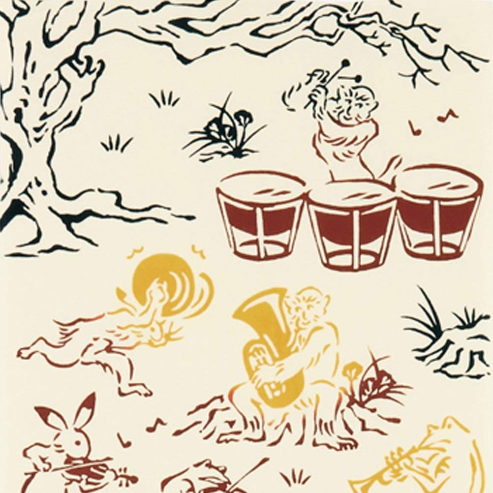 Kenema Tenugui Hand 35 x Orchestra 50157 Miyamoto-Towel Japanese-Made Chū-dyed Towel, 90cm, Choju-giga Design,