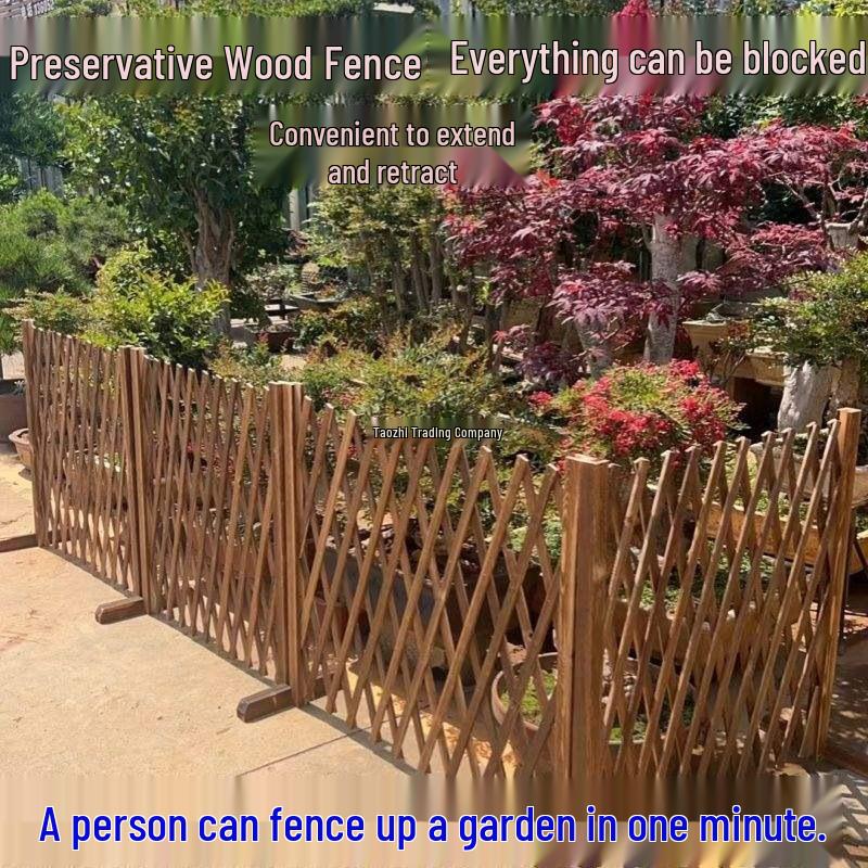 Retractable Anti-Corrosion Wooden Fence for Garden, Balcony, and Outdoor Spaces.