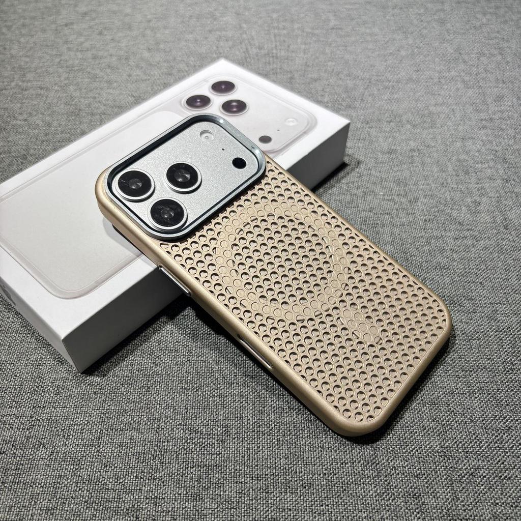 Honeycomb Heat Dissipation iPhone 16 Pro Max Magnetic Protective Case - Solid Color Hard Shell with Large Hole Design