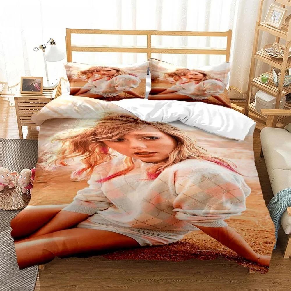 Cantante Pop Femminile Taylors Set Biancheria da Letto Stampa 3D Celebrità Swift Copripiumino Federa Kit Letto Famosa Star Copripiumino Set Letto