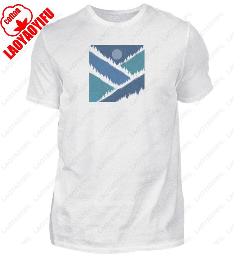 Tshirt Unisex Mountains Geometric Shirt Unisex Birthday Gift Nature Travel Tshirt High Quality Cotton Print Shortsleev Funny Tops