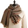 Petit foulard à carreaux Foulard doux imitation cachemire pour femme Foulard moyen et long Châle Foulard chaud