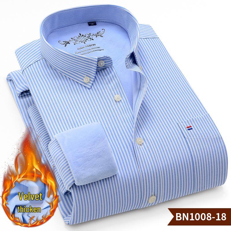 Męska Gruba Koszula Oxford z Długim Rękawem z Podszewką z Polaru - Ciepła i Dostępna