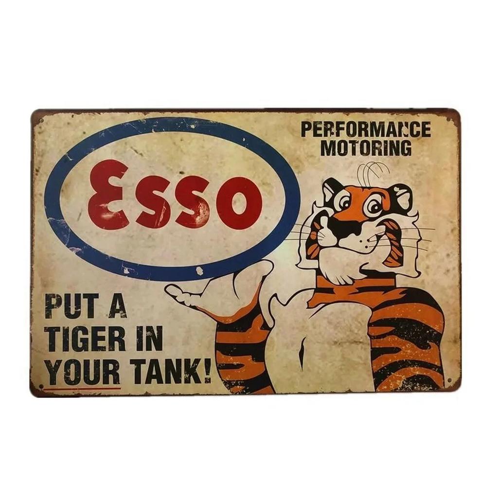 Vintage-Style Motor Oil Gas Signs - Esso STP Iron Painting Plaques | Charming Decor for Cafe & Man Cave Interiors