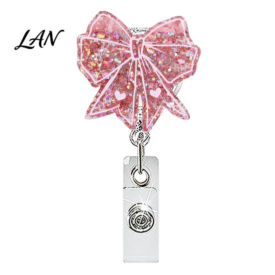 Strawberry Badge Reel Nurse Reel, Funny Retractable Glitter Acrylic Name Tag Holder with Decorative Clip, Sparkly Cute ID Card for Teachers