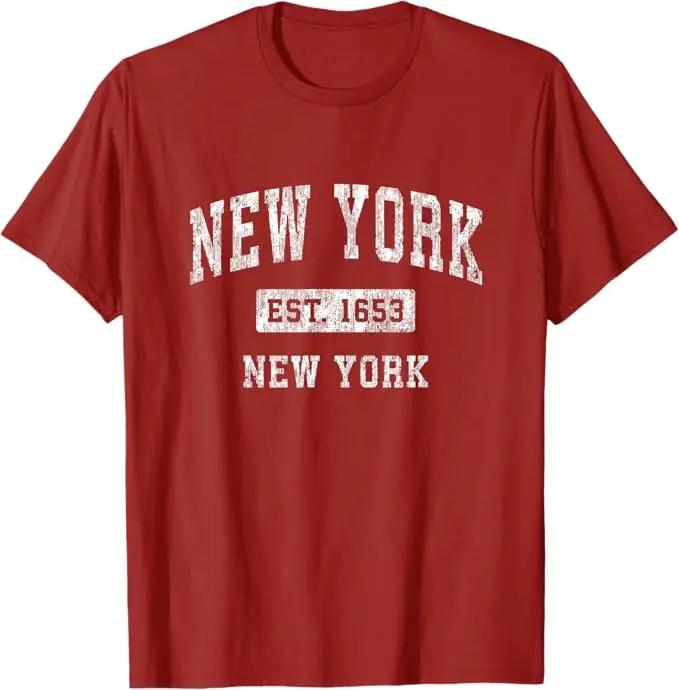 New York Vintage Established Sports Design Printed TShirt Men Women Summer Fashion Vintage Crew Neck Tshirt Graphic Tops