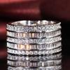 Huitan Multi-layer Shiny Cubic Zirconia Rings for Women Bright Delicate Finger Accessories New Trendy Attractive Wedding