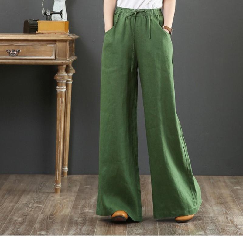 Sixteen-color Spring and Summer Cotton and Linen Women's Loose Large Size Wide-leg Pants, High-waist Mopping Pants, Straight-leg Pants