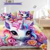 Unicorn Art Portrait Bedding, Duvet Cover, Pillowcase, Home Decoration, Birthday Gift (1 * Duvet Cover+2 * Pillowcase, Coreless)