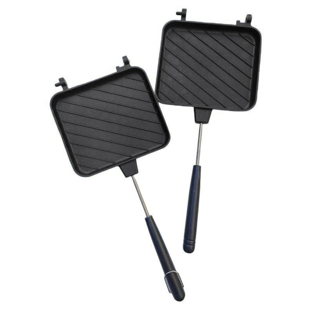 Aluminum Sandwich Maker Non-stick Flip Grill Pan Multifunctional Double Sided Frying Pan  Camping