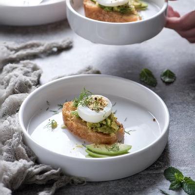 White Ceramic Deep Plates Household Breakfast Dishes Dessert Salad Steak Dinner Plate Serving Dishes For Coffee Shop