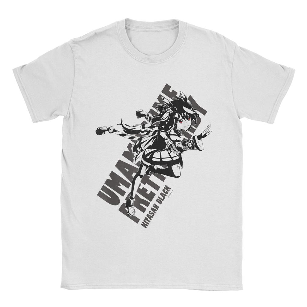 Umamusume Pretty Derby Kitasan Black Baumwoll-T-Shirt für Herren Sommer Lustige T-Shirts Rundhals Trendy Cooles T-Shirt Übergroße Oberteile