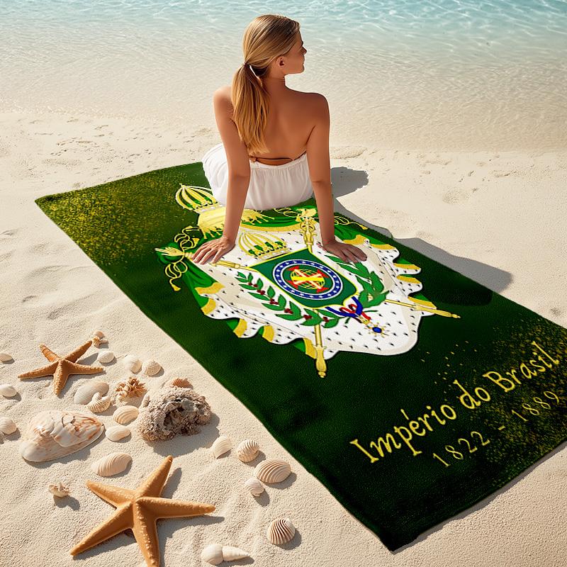 1 szt. Ręczniki plażowe z mikrofibry z herbem Cesarstwa Brazylii Szybkoschnący ręcznik Ręczniki na piaszczystą plażę Basen na podróż Basen. S072101178