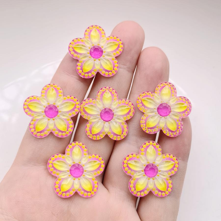 10 Pieces of Charming 25mm Flower Shaped Rhinestone, Suitable for Jewelry Making DIY Local Ear Decoration Accessories