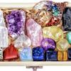 16 Large Natural Healing Crystals Set In Wooden Box - Tumbled, Rough & Raw Crystals, Including Selenite Tower, Black Tourmaline, Amethyst, Rose Quartz