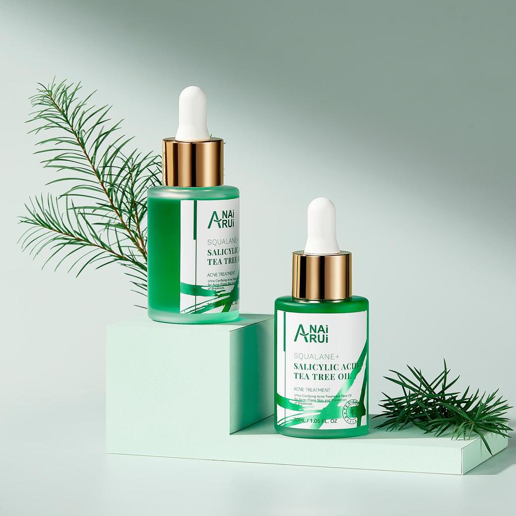ANAiRUi 1.5% Salicylic Acid Tea Tree Face Oil, Soothing Purifying Facial Oil for Acne Prone Skin 30ml