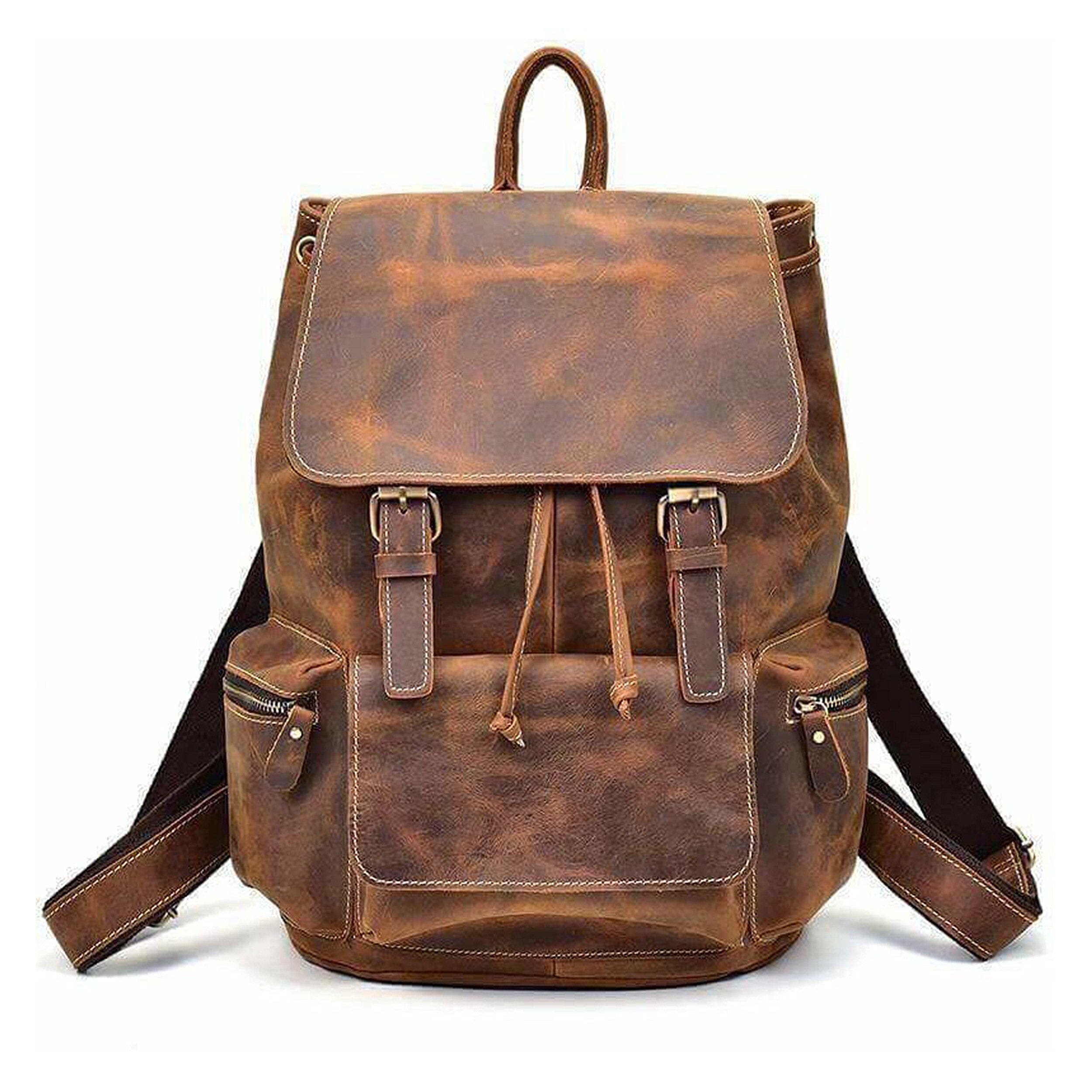 MaheTri The Armstrong Buffalo Backpack Genuine Leather Bag For Everyday Use 16 Inch коричневый