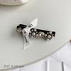 New France Black Bow Pearl Hair Accessories Hair Clips Pins Elegant Daily Bowknot Imitation Pearl Headwear Barrettes Spring Clip
