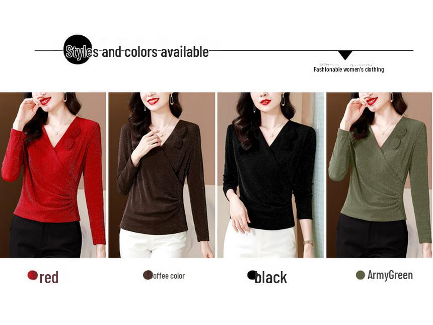 Women's Slim-Fit V-Neck Mesh Floral Blouse - Versatile, Stylish, Age-Defying