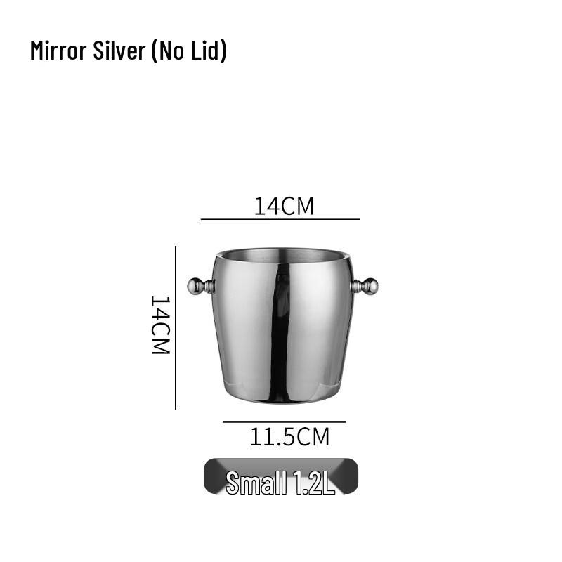 ZISIZ Thickened Double-Layer Stainless Steel Ice Bucket