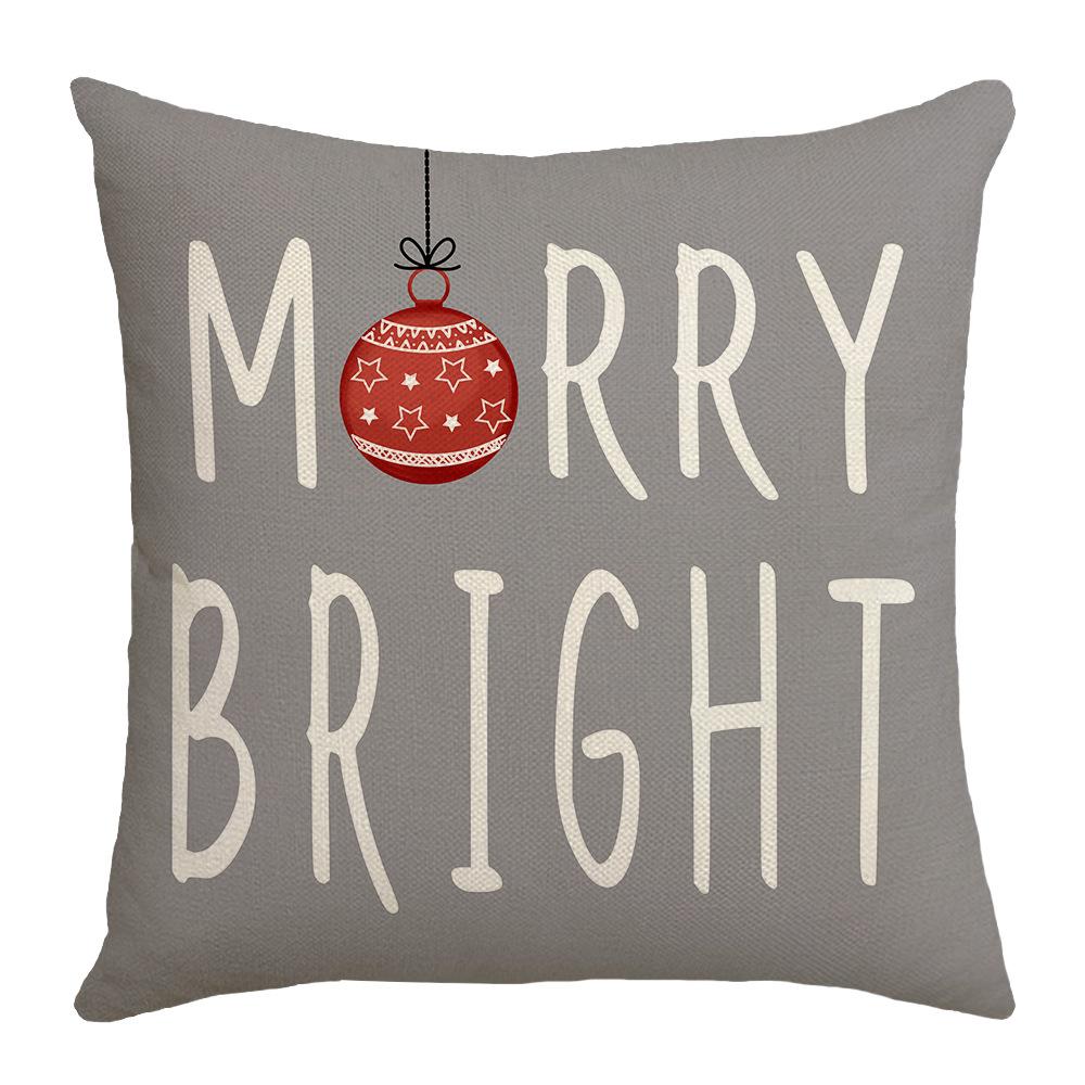 Gray Christmas Tree Christmas Throw Pillow Cover Linen Letter Print Holiday Decoration Living Room Sofa Cushion Cover Pillow