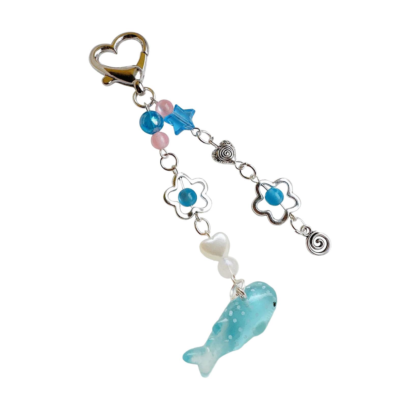 

Ocean Animal Keyring Whale Pendant Beaded Keychain Colorful Phone Lanyard Versatile Bag Charm Accessories for Women