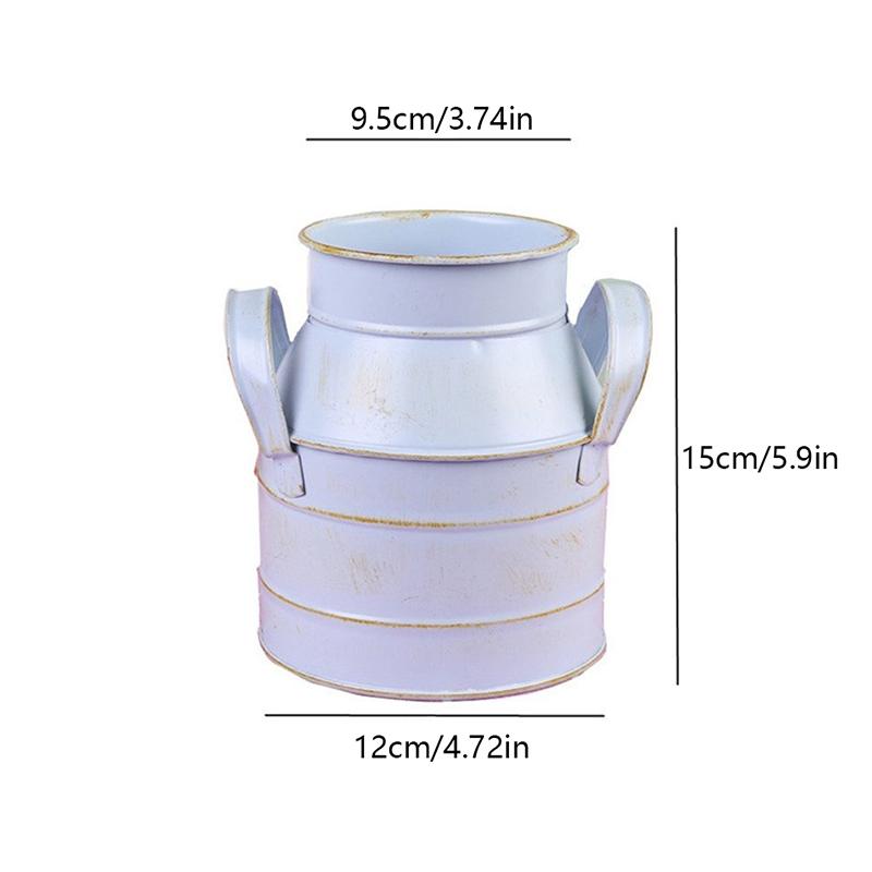 Garden Plants Flower Vase Iron Bucket Metal Vase Craft Holder Home Decor Galvanized Finish Balcony Country Rustic Desktop Bucket