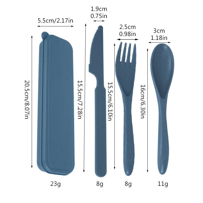 3 adet Buğday Samanı sofra seti Bıçak Çatal Kaşık Öğrenci Taşınabilir Sofra