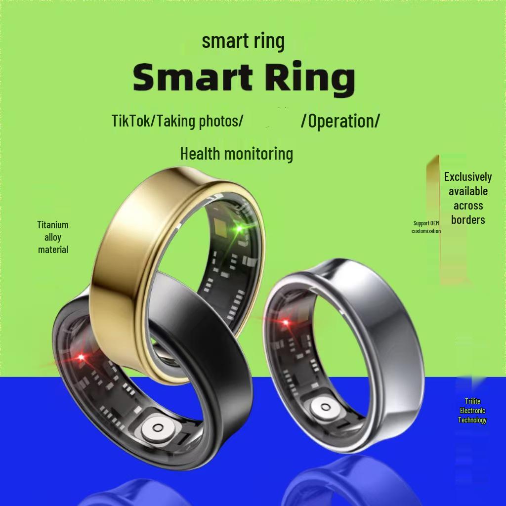 Titanium Alloy Smart Ring SR05: Heart Rate Monitor, Video Player, Unisex, Black Tech, Waterproof, Bluetooth Wearable