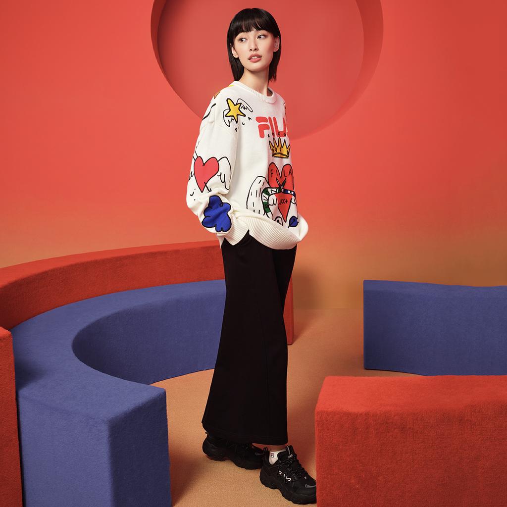 New FILA ORIGINALE Sweater Unisex Cloud White F11U519404FWT