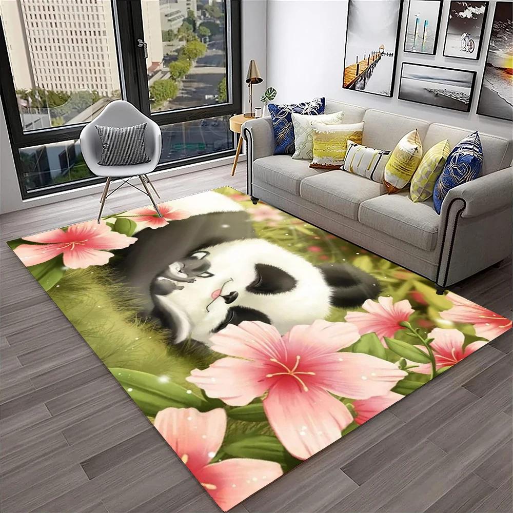 3D Cartoon Cute Panda Animal Child Play Carpet Rug for Home Living Room Bedroom Sofa Doormat Decor,Area Rug Non-slip Floor Mat