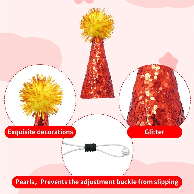 A89X Mini Birthday Hats For Stuffed Animals 30 Pcs Mini Glitter Party Hats For Animal Figures разноцветный