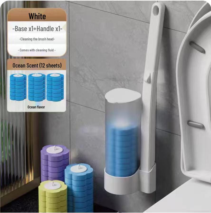 Wall-Mounted Disposable Toilet Brush Heads Set for Complete Bathroom Cleaning