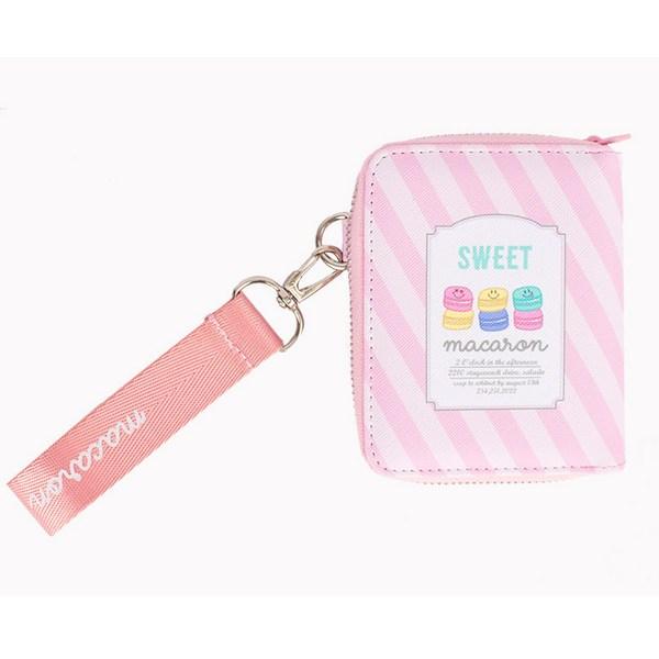 Peněženka s páskem Sweet Macaron Dámská poloviční peněženka Karty, bankovky, mince Typ zipu s více úložnými prostory
