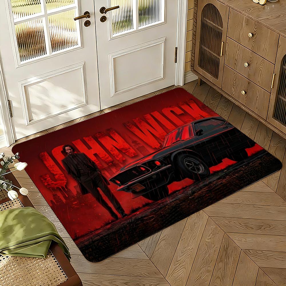 John Wick Floor Mat Soft Thickened Absorbent Non-Slip Bedroom Living Room Door Mat Home Decor Flannel Rugs