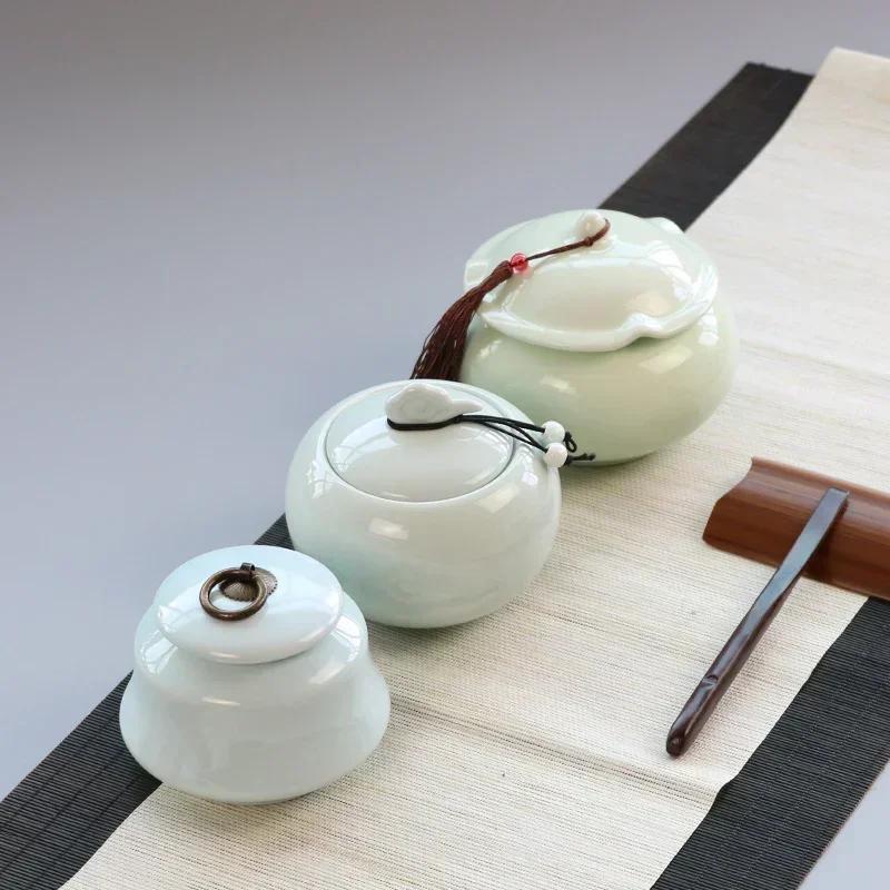 Canister for Loose Tea, Chinese Porcelain Puer Tin, Caddy, Ceramic Canister, Airtight Coffee, Household Jar, Storage Container