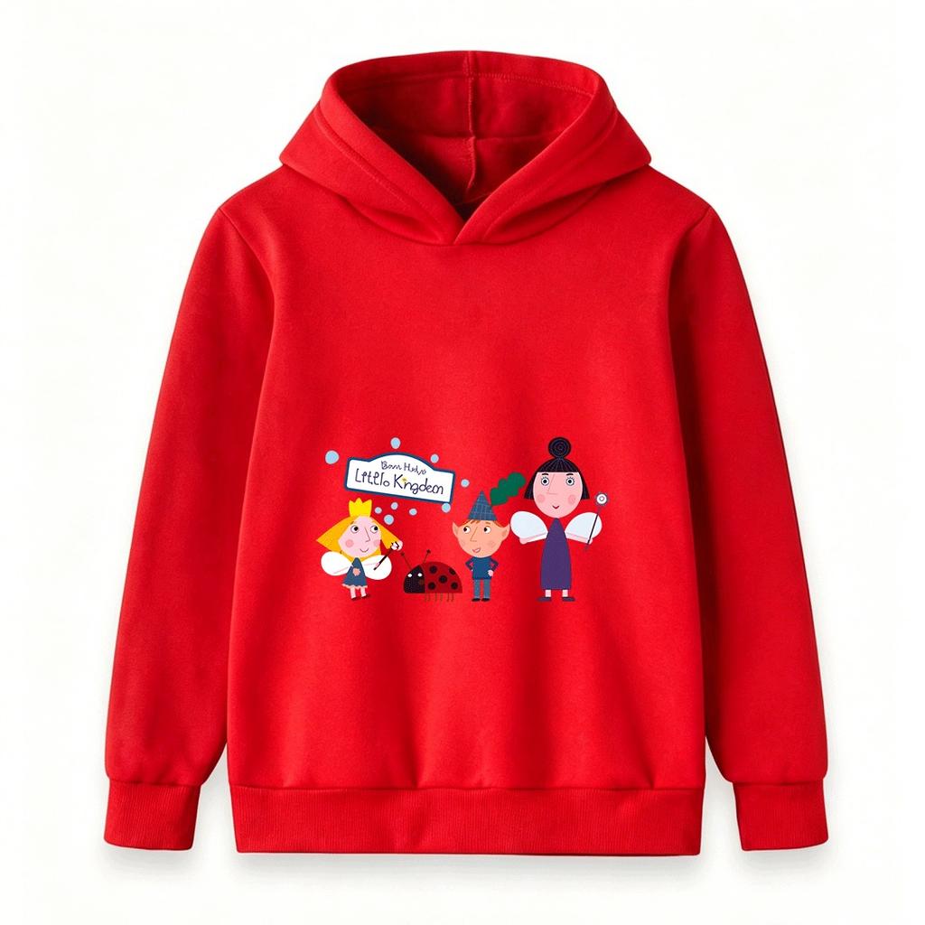 Kids Boys Girls Cartoon Fairy Dwarfs Print Hooded Sweatshirt Casual Pullover Hoodie for Children Daily Wear