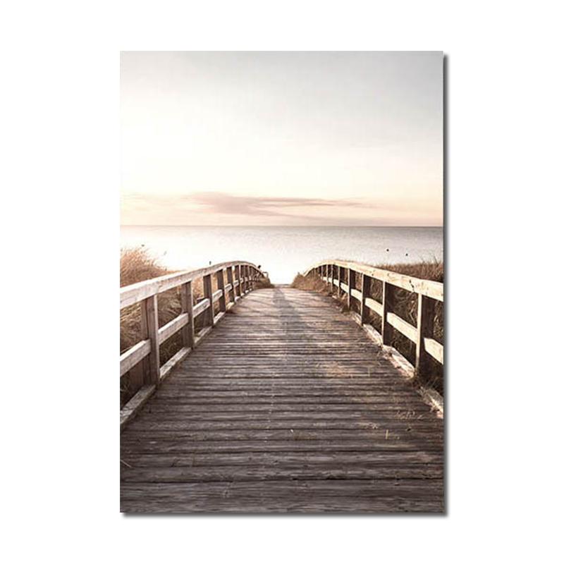 Nordic Poster Natural Landscape Picture Abstract Woman Line Wall Art Canvas Prints Sandy Beach Grass Painting Modern Home Decor