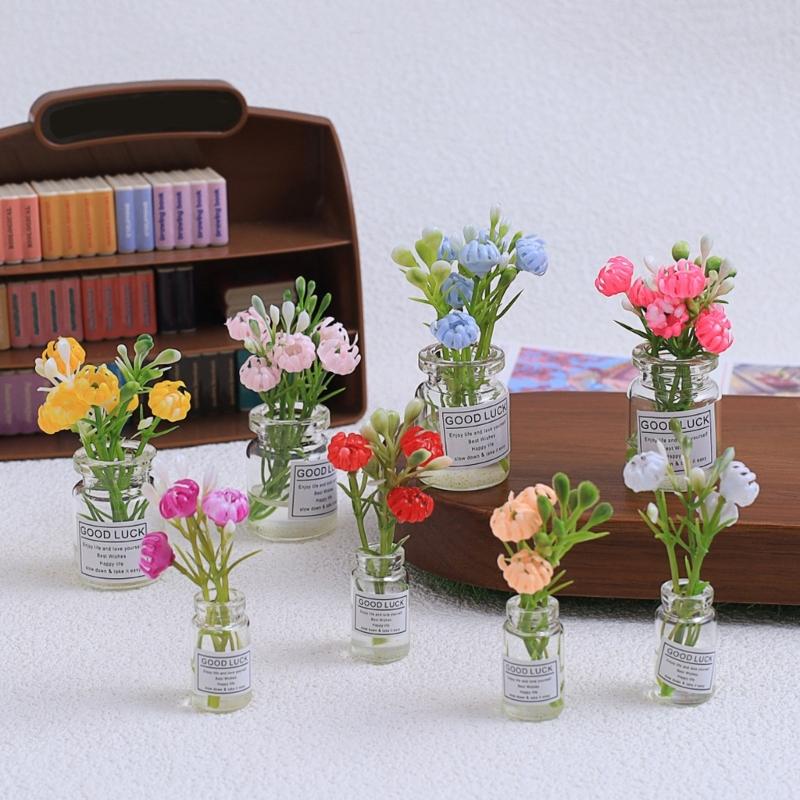 10pc Dashboard Center Console Mount Greenery Decoration Glow Small Figurines Decors Miniature Potted Flowers Ornament