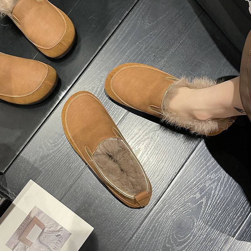 Fashion Fashionable and Warm Women's Shoes 2024 Soft Sole Temperament Winter Plush and Warm Women's Shoes Versatile and Comfortable Traf