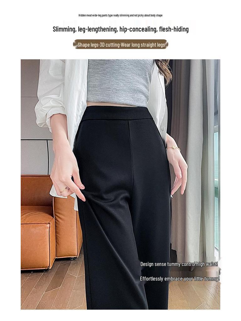 Spring/Summer 2026 High-Waisted Lace Trim Wide-Leg Pants: Women's Petite, Drapey, Eight-Tenths to Nine-Tenths Length.