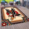 Newest Traditional Eagle Tattoo Floral Large Outdoor Rug Non Slip Patio Entry Floor Carpet