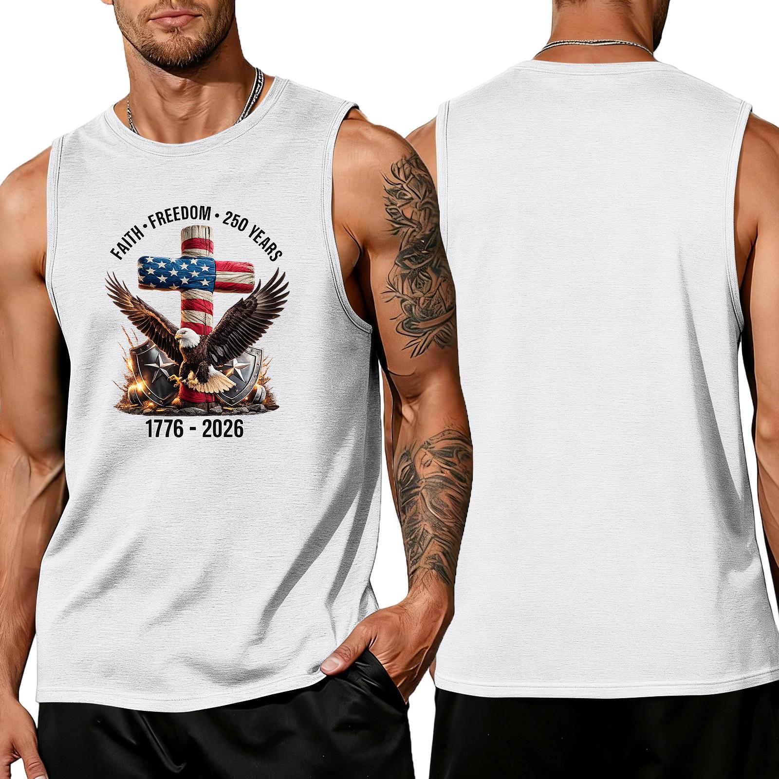

Men s Loose Fit Casual Sleeveless Tank Top Independence Day Graphic Print Muscle Shirt Summer Outdoor Wear XXXL