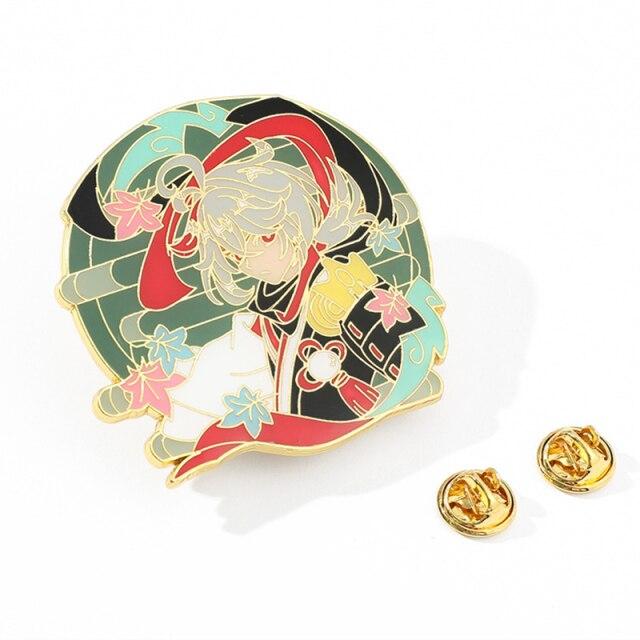 Game Genshin Impact Xiao Hu Tao Ganyu Morax Zhongli Barbatos Venti Cosplay Brooch Pin Badge Metal Prop Decorate