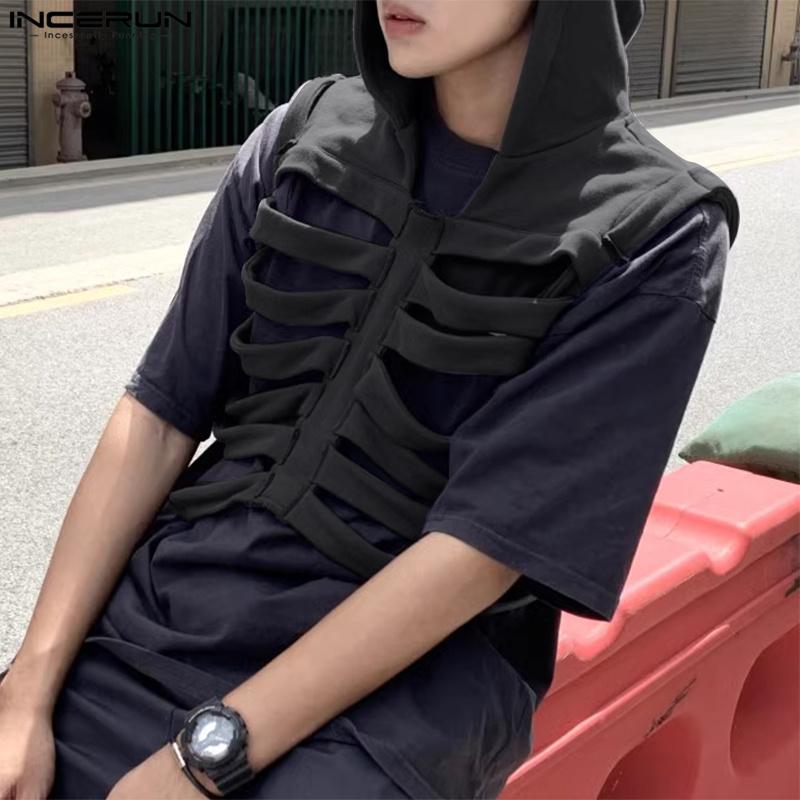 INCERUN Men Cool Style Sleeveless Hollow Out Cosplay Pullover Waistcoats