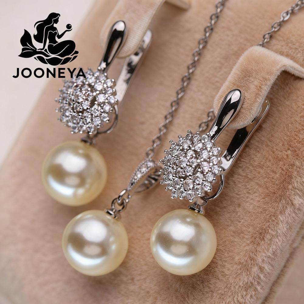 Leaf Imitation Pearl Necklaces Earrings Sets For Women Fashion Flower Cubic Zirconia Pendant with Chain Birhday Gift