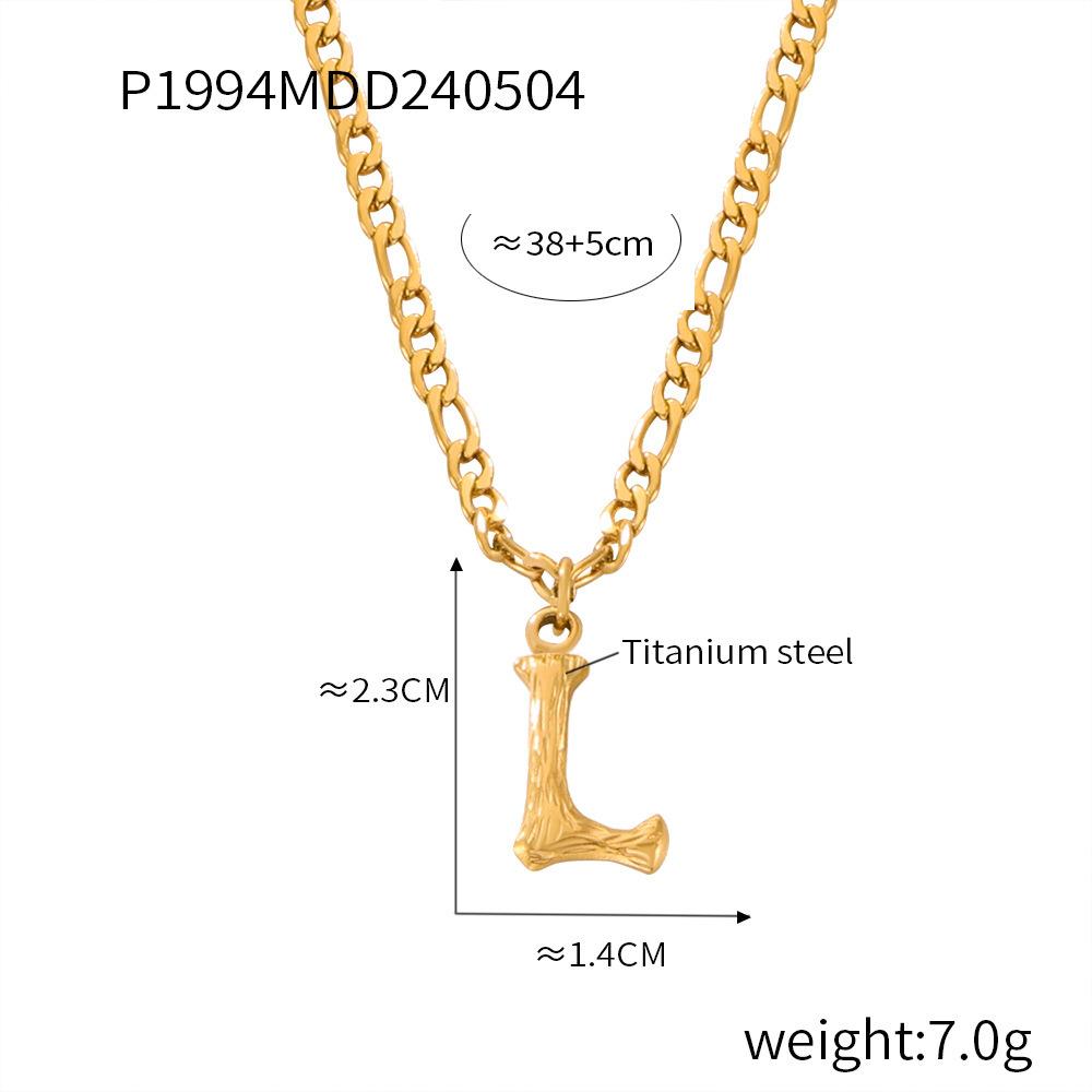 Simple Light Luxury Titanium Steel 26 Letter Necklace Niche Non-Fading Necklace Gold Tree Pattern Jewelry