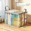 Transparent Book Storage Box with Handle Waterproof Dustproof Thickened Plastic Organizer Bins for Bedroom Book Storage